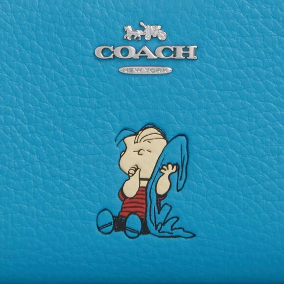 Coach X Peanuts Leather Snap Wallet With Linus Bag Purse - Picture 11 of 13